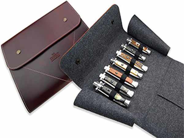 A.G.A. Campolin , borsa portacoltelli media-medium knife bag, pelle marrone - 14 tasche,brown leather - 14 pockets