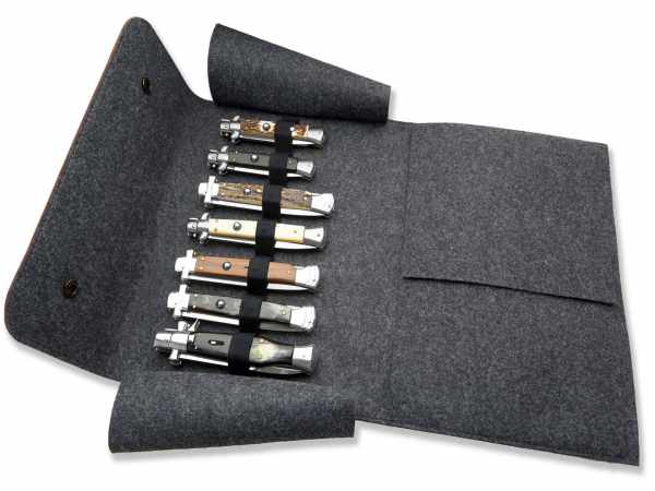 A.G.A. Campolin , borsa portacoltelli media-medium knife bag, pelle marrone - 14 tasche,brown leather - 14 pockets