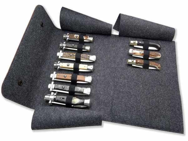 A.G.A. Campolin , borsa portacoltelli media-medium knife bag, pelle marrone - 14 tasche,brown leather - 14 pockets