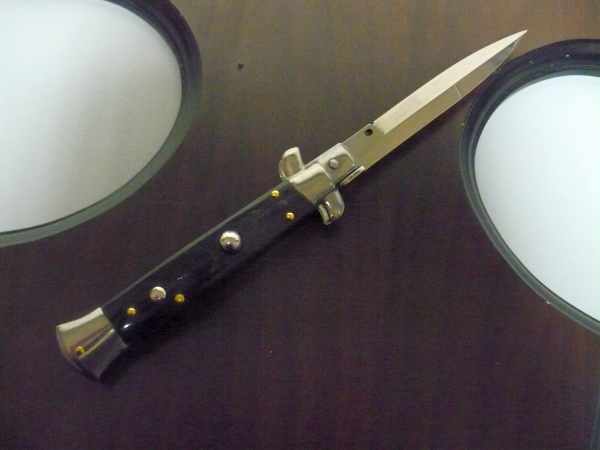 Frank Beltrame , italian stiletto , pugnale -23 cm , corno di bufalo scuro,baionetta , modello FB 23/58B - 10