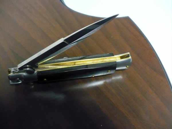 Frank Beltrame , italian stiletto , pugnale -23 cm , corno di bufalo scuro,baionetta , modello FB 23/58B - 10