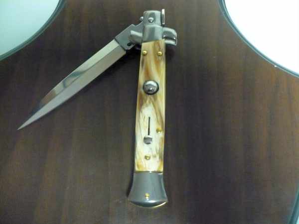 Italian stiletto - pugnale Frank Beltrame - 23 cm -corno di bufalo chiaro , lama dagger- FB 23/48D -11