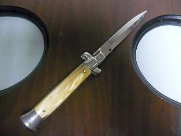 Italian stiletto - pugnale Frank Beltrame - 23 cm -corno di bufalo chiaro , lama dagger- FB 23/48D -11