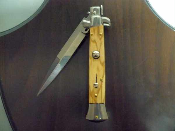 Frank Beltrame-23cm- coltello a scatto - pugnale -legno di olive / olive wood- modello FB 23/94B - 13