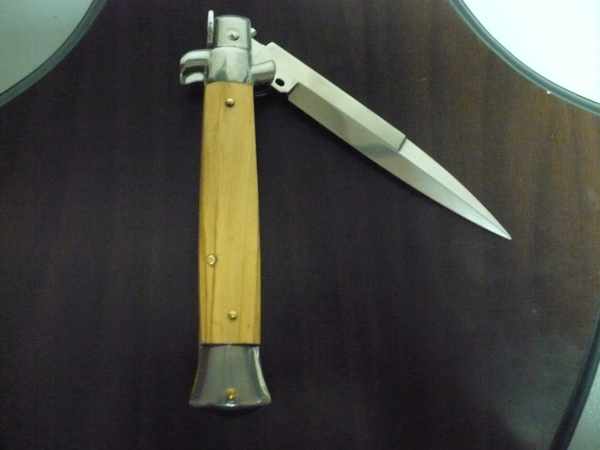 Frank Beltrame-23cm- coltello a scatto - pugnale -legno di olive / olive wood- modello FB 23/94B - 13