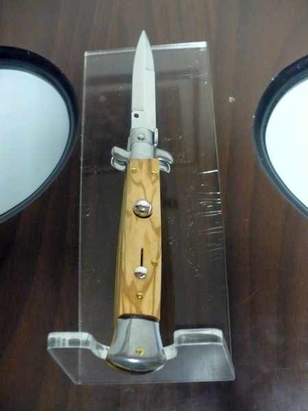Frank Beltrame-23cm- coltello a scatto - pugnale -legno di olive / olive wood- modello FB 23/94B - 13