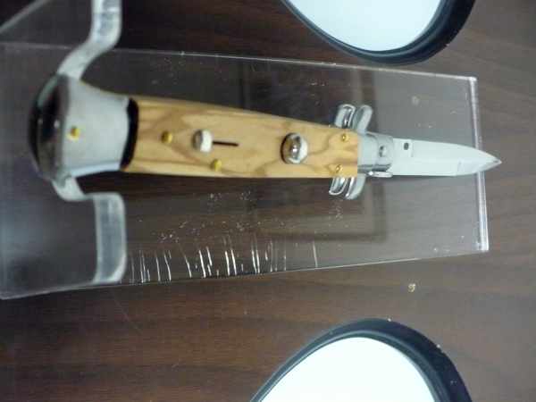Frank Beltrame-23cm- coltello a scatto - pugnale -legno di olive / olive wood- modello FB 23/94B - 13
