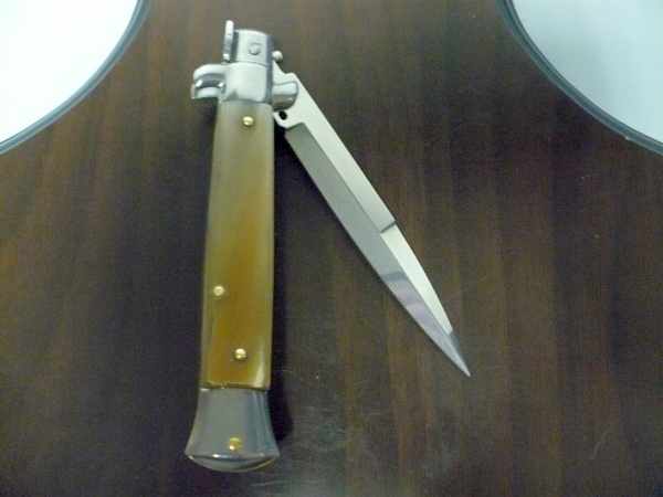 Frank Beltrame -italian stiletto, pugnale- 23 cm- corno di bufalo chiaro , lama baionetta -modello FB 23/48B -6