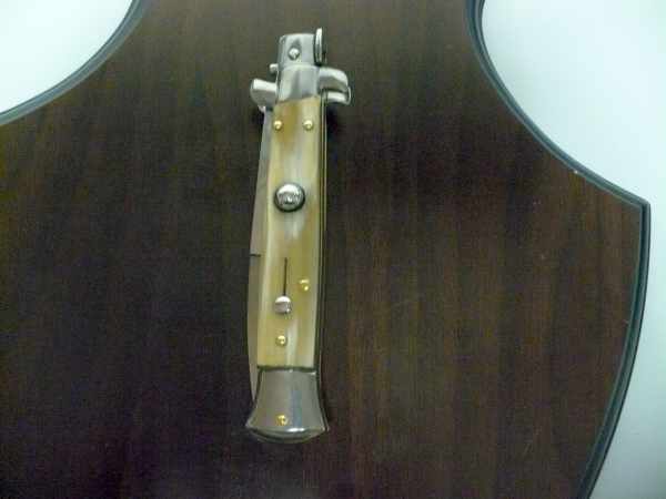 Frank Beltrame -italian stiletto, pugnale- 23 cm- corno di bufalo chiaro , lama baionetta -modello FB 23/48B -6