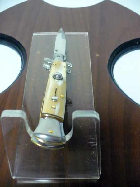 Frank Beltrame -italian stiletto, pugnale- 23 cm- corno di bufalo chiaro , lama baionetta -modello FB 23/48B -6