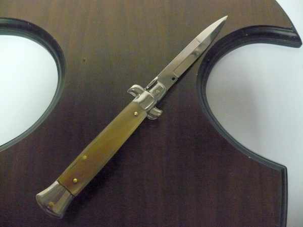 Frank Beltrame -italian stiletto, pugnale- 23 cm- corno di bufalo chiaro , lama baionetta -modello FB 23/48B -6