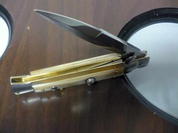 Frank Beltrame -italian stiletto, pugnale- 23 cm- corno di bufalo chiaro , lama baionetta -modello FB 23/48B -6