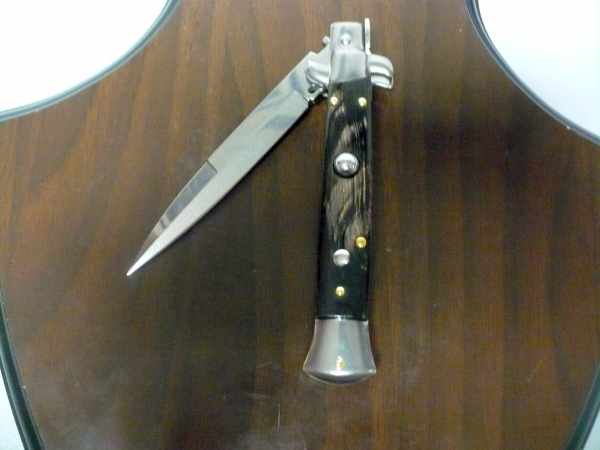 Frank Beltrame , italian stiletto , pugnale -23 cm , corno di bufalo scuro,baionetta , modello FB 23/58B - 3