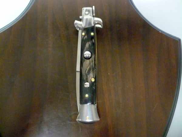 Frank Beltrame , italian stiletto , pugnale -23 cm , corno di bufalo scuro,baionetta , modello FB 23/58B - 3