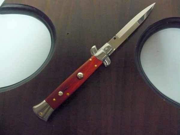 Frank Beltrame italian stiletto - 23 cm legno rosso -lama baionetta- modello FB 23/83B - 4
