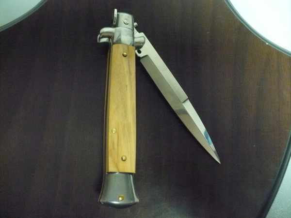 Frank Beltrame-23cm- coltello a scatto - pugnale -legno di olive / olive wood- modello FB 23/94B - 16
