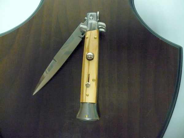 Frank Beltrame-23cm- coltello a scatto - pugnale -legno di olive / olive wood- modello FB 23/94B - 8