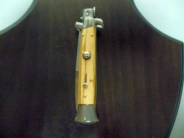 Frank Beltrame-23cm- coltello a scatto - pugnale -legno di olive / olive wood- modello FB 23/94B - 8