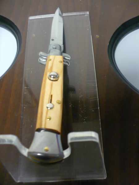 Frank Beltrame-23cm- coltello a scatto - pugnale -legno di olive / olive wood- modello FB 23/94B - 8