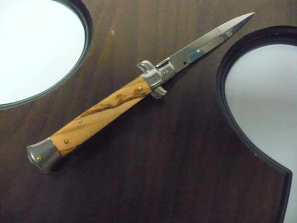 Frank Beltrame-23cm- coltello a scatto - pugnale -legno di olive / olive wood- modello FB 23/94B - 8