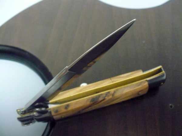 Frank Beltrame-23cm- coltello a scatto - pugnale -legno di olive / olive wood- modello FB 23/94B -9