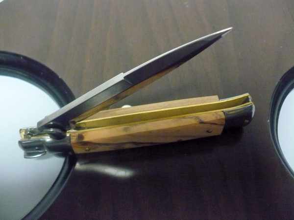 Frank Beltrame-23cm- coltello a scatto - pugnale -legno di olive / olive wood- modello FB 23/94B - 8
