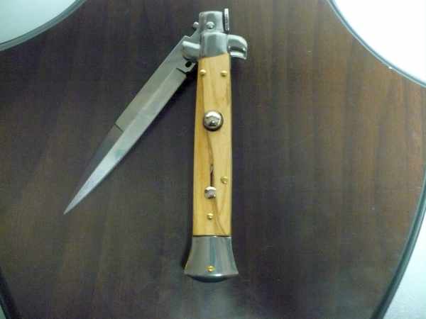 Frank Beltrame-23cm- coltello a scatto - pugnale -legno di olive / olive wood- modello FB 23/94B - 16