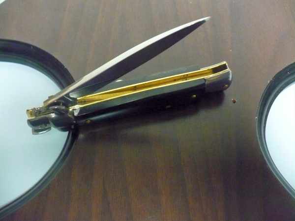 Frank Beltrame , italian stiletto , pugnale - 23 cm , corno di bufalo scuro, lama classica , modello FB 23/58C - 8
