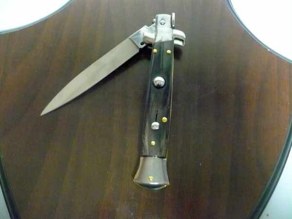 Frank Beltrame , italian stiletto , pugnale - 23 cm , corno di bufalo scuro, lama classica , modello FB 23/58C - 8