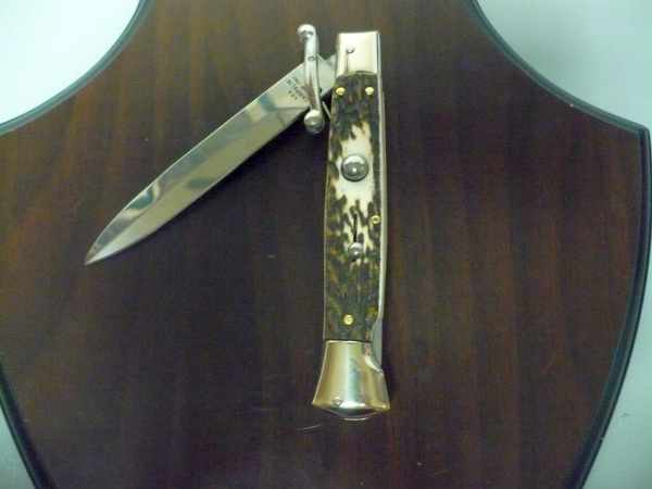Swinguard A.G.A. Campolin - italian stiletto 23 cm - corno di cervo / deer horn - lama baionetta -4