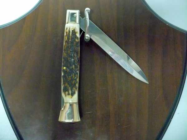 Swinguard A.G.A. Campolin - italian stiletto 23 cm - corno di cervo / deer horn - lama baionetta -4