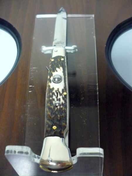 Swinguard A.G.A. Campolin - italian stiletto 23 cm - corno di cervo / deer horn - lama baionetta -4