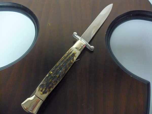 Swinguard A.G.A. Campolin - italian stiletto 23 cm - corno di cervo / deer horn - lama baionetta -4