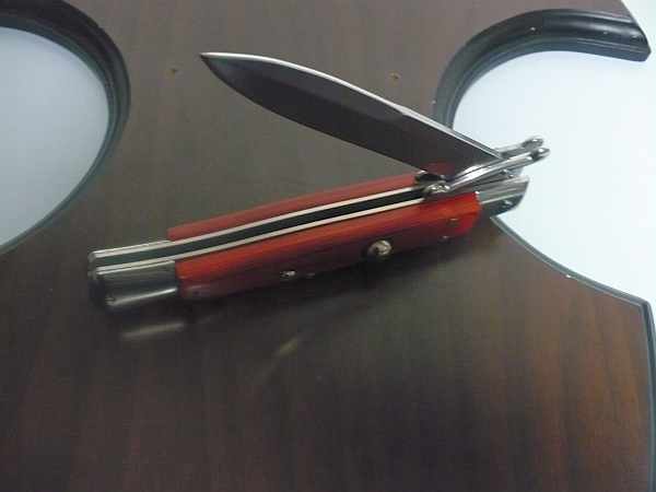 Swinguard Roma - italian stiletto, coltello a scatto, 25 cm -AKC World knife, lama baionetta / blade bayonet, legno di cocobolo / cocobolo wood