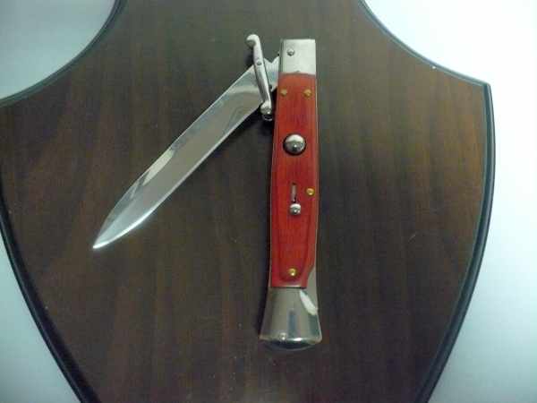 Swinguard Roma - italian stiletto, coltello a scatto, 25 cm -AKC World knife, lama baionetta / blade bayonet, legno di cocobolo / cocobolo wood