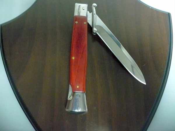 Swinguard Roma - italian stiletto, coltello a scatto, 25 cm -AKC World knife, lama baionetta / blade bayonet, legno di cocobolo / cocobolo wood
