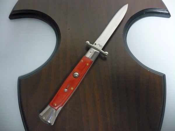 Swinguard Roma - italian stiletto, coltello a scatto, 25 cm -AKC World knife, lama baionetta / blade bayonet, legno di cocobolo / cocobolo wood