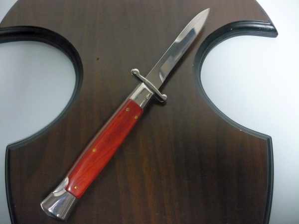 Swinguard Roma - italian stiletto, coltello a scatto, 25 cm -AKC World knife, lama baionetta / blade bayonet, legno di cocobolo / cocobolo wood
