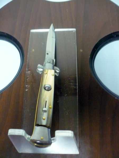 Frank Beltrame - italian stiletto , pugnale - 23 cm - corno di bufalo chiaro - lama baionetta - moddello FB 23/48B -8