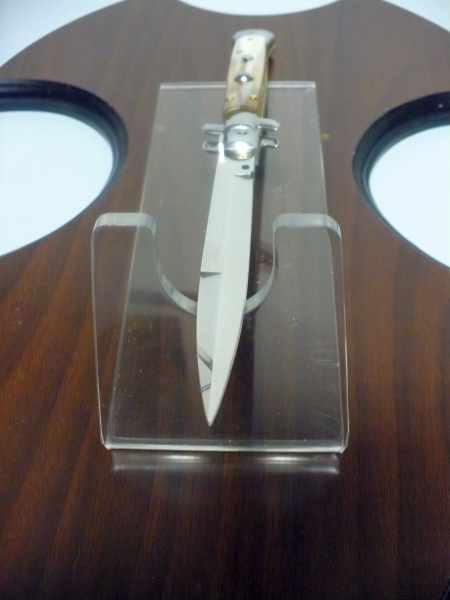 Frank Beltrame - italian stiletto, coltello a scatto, 28cm -bufalo chiaro, lama baionetta FB 28/48B- 2