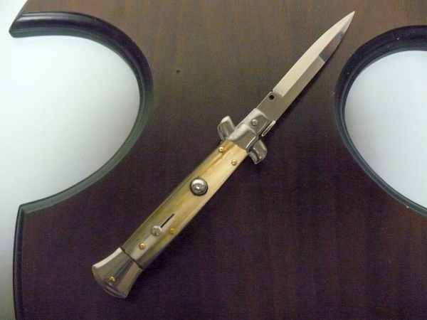 Frank Beltrame - italian stiletto , pugnale - 23 cm - corno di bufalo chiaro - lama baionetta - moddello FB 23/48B -8