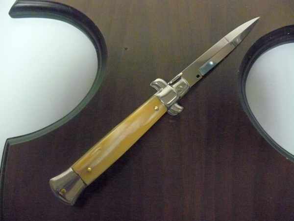 Frank Beltrame - italian stiletto , pugnale - 23 cm - corno di bufalo chiaro - lama baionetta - moddello FB 23/48B -8