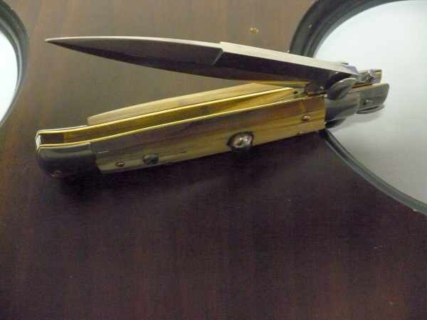 Frank Beltrame - italian stiletto , pugnale - 23 cm - corno di bufalo chiaro - lama baionetta - moddello FB 23/48B -8