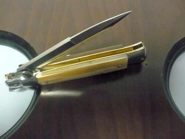 Frank Beltrame - italian stiletto , pugnale - 23 cm - corno di bufalo chiaro - lama baionetta - moddello FB 23/48B -8