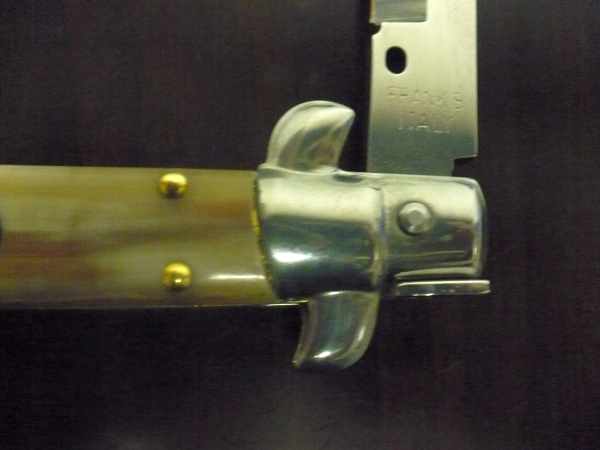 Frank Beltrame - italian stiletto, coltello a scatto, 28cm -bufalo chiaro, lama baionetta FB 28/48B- 2