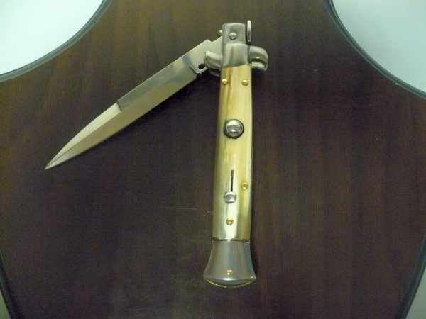 Frank Beltrame - italian stiletto , pugnale - 23 cm - corno di bufalo chiaro - lama baionetta - moddello FB 23/48B -8