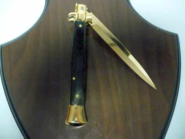Frank Beltrame , italian stiletto placcato d'oro, pugnale - 28 cm , corno di bufalo, baionetta, modello FB 28/58B -1
