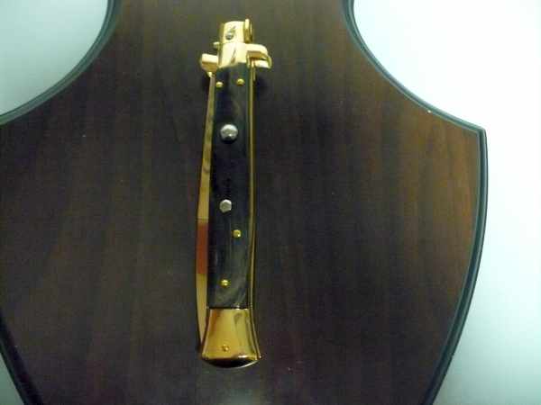 Frank Beltrame , italian stiletto placcato d'oro, pugnale - 28 cm , corno di bufalo, baionetta, modello FB 28/58B -5