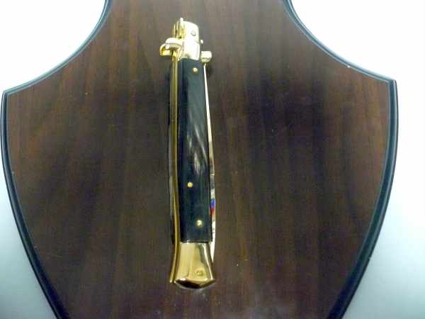 Frank Beltrame , italian stiletto placcato d'oro, pugnale - 28 cm , corno di bufalo, baionetta, modello FB 28/58B -5