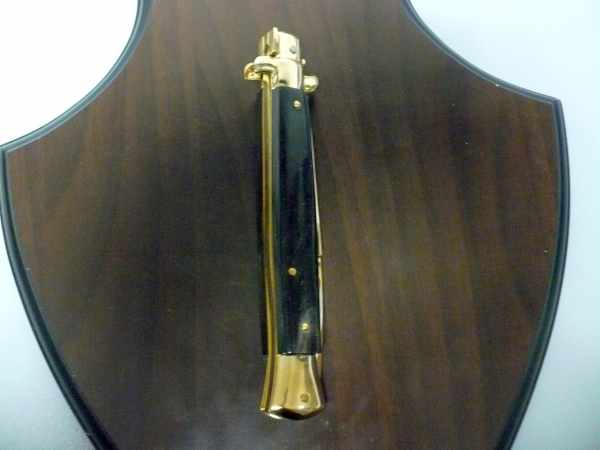 Frank Beltrame , italian stiletto placcato d'oro, pugnale - 28 cm , corno di bufalo, baionetta, modello FB 28/58B -1